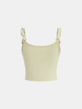 Braided Strap Draped Collar Crop Top